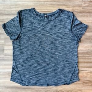 Lululemon Long Distance Short Sleeve Shirt (heathered black, size 10/12)